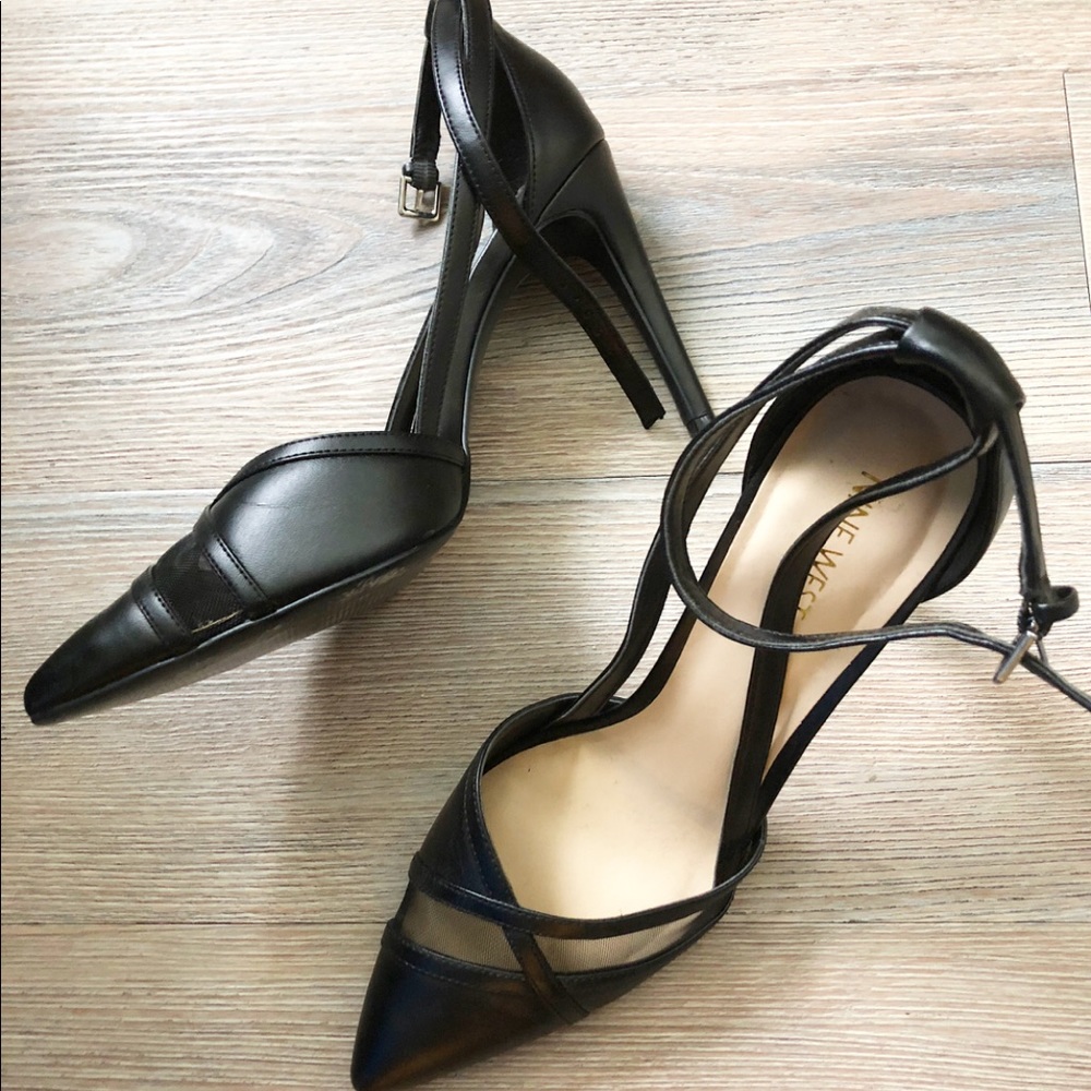 Mesh Inset Ankle Strap Pumps